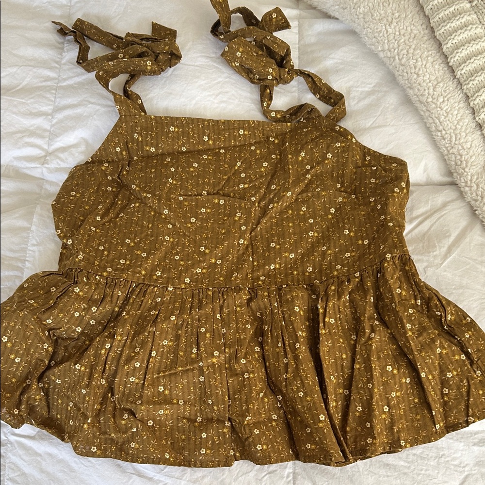 Madewell Brown Floral Tie-Strap Blouse